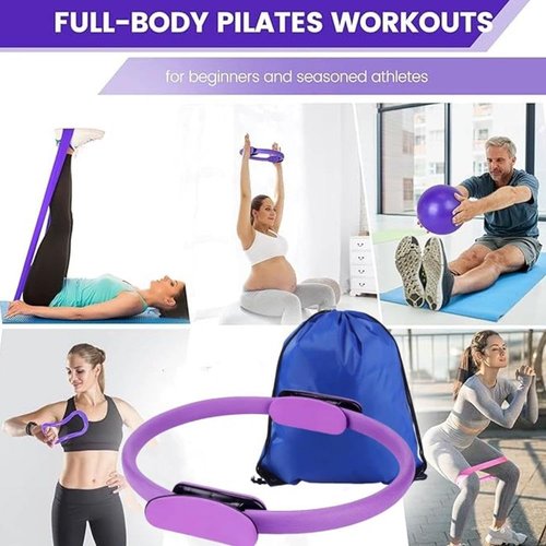 Pilates Essentials Kit, 13-Piece Home Pilates Equipment Set for Women, Pilates Ring and Ball Set, Resistance Bands, Yoga Ball, Perfect for Women's Home Workouts & Beginners