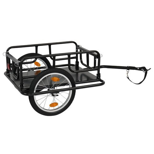 PEXMOR Foldable Bike Cargo Trailer with Universal Bike Hitch, Bicycle Wagon Trailer with 16" Wheels & Reflectors, Large Loading Bike Trailer Storage Cart