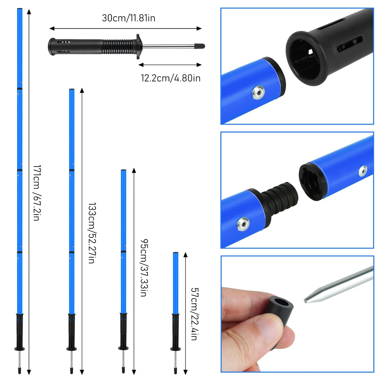 SMTPDT Soccer Agility Training Equipment: 6 Soccer Agility Poles, 20ft Agility Ladder, 10 Soccer Cones, 1 Jump Rope. Soccer Training Poles for Speed Training, Agility Training (Blue)