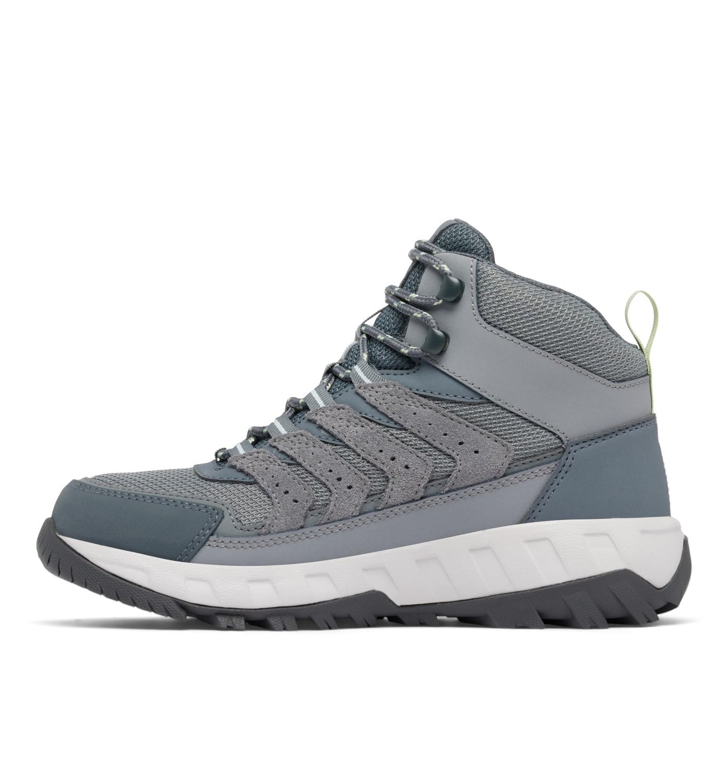 Columbia Womens Strata Trail Mid Waterproof, Titanium Grey Steel/Sage Leaf, 8