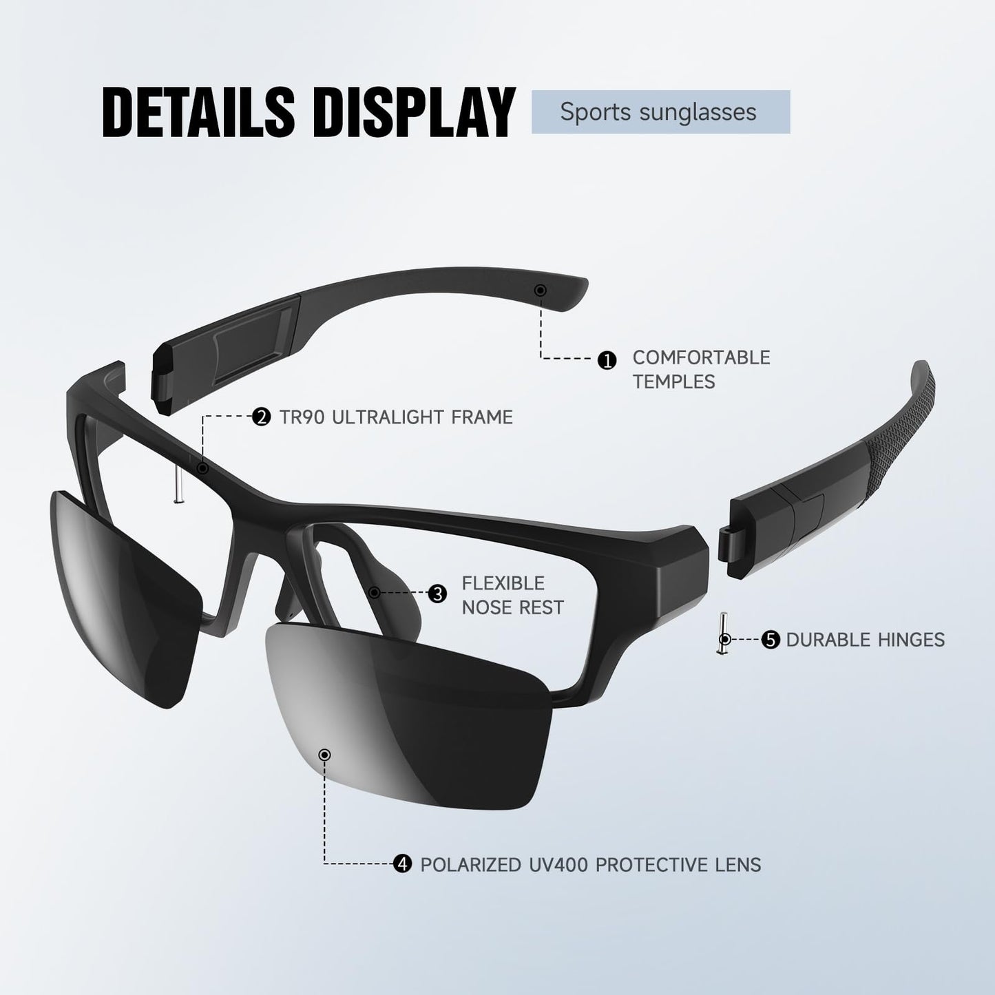 Vcarsian Polarized Sports Sunglasses for Men Women Wrap Around Glasses