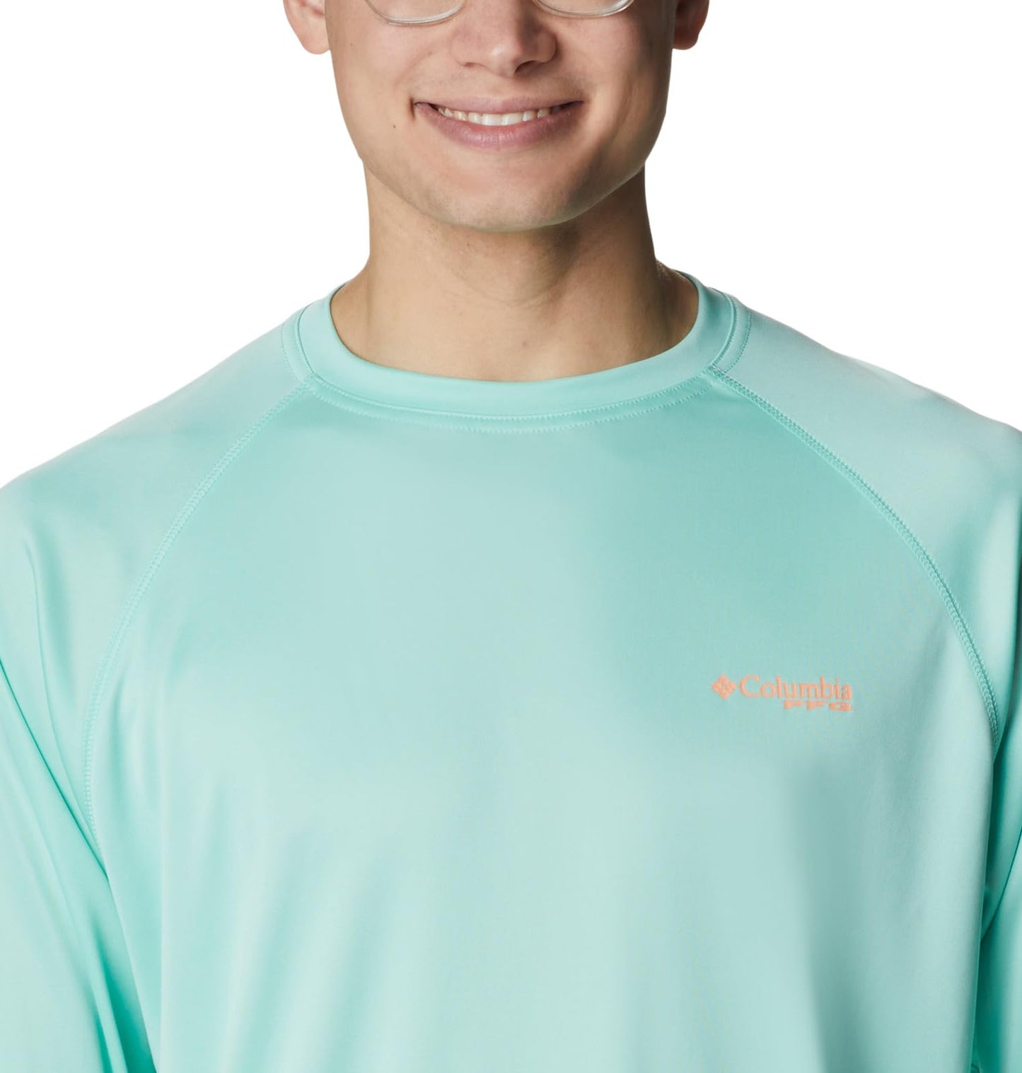 Columbia Men's Terminal Tackle Long Sleeve Shirt, Mint Cay/Bright Nectar Logo, 3X Big