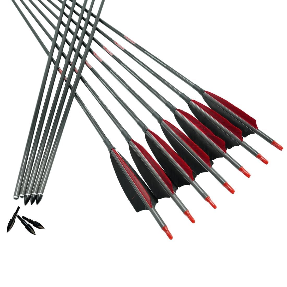 Linkboy Archery Pure Carbon Arrows Spine 300 340 400 500 600 700 800 900 1000 for Compound Recurve Bow Hunting Shooting Target 12pcs