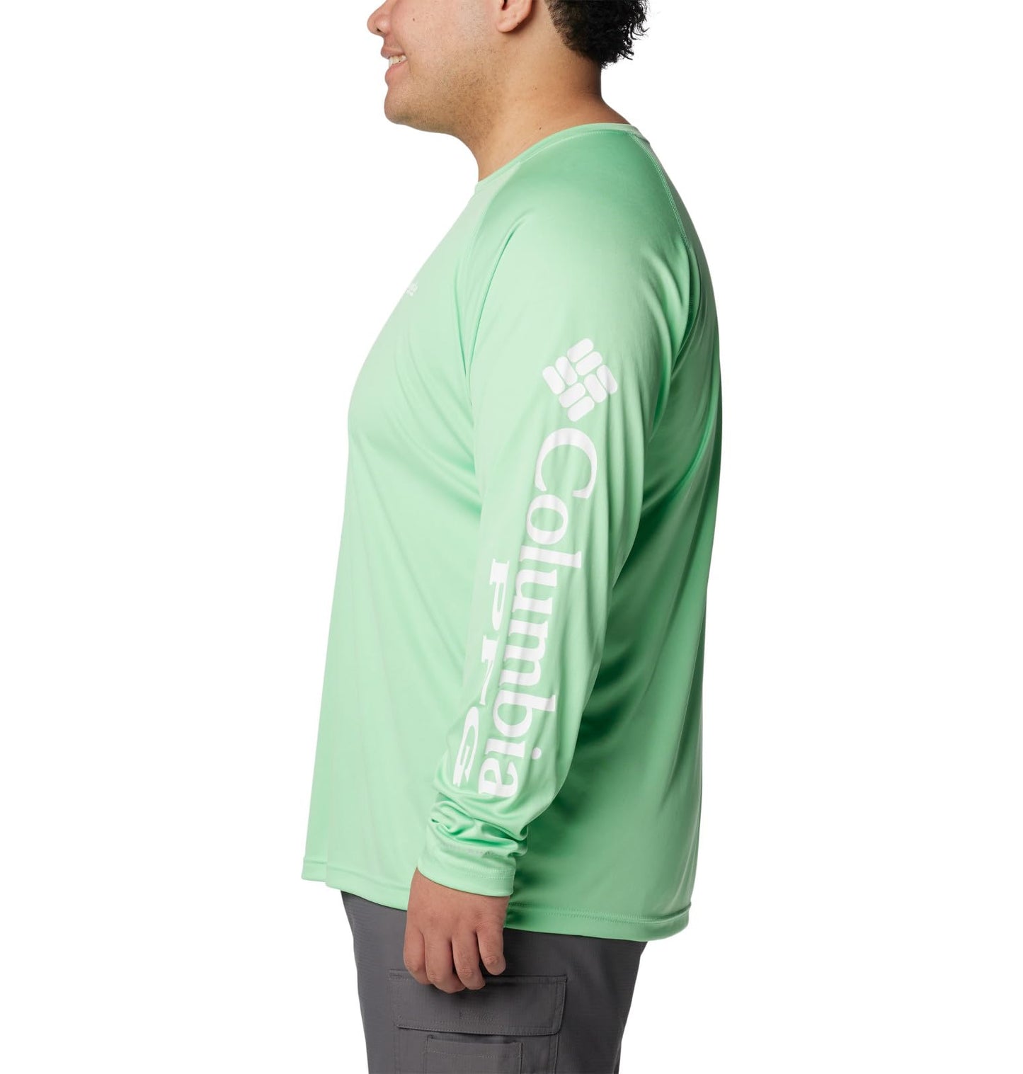 Columbia Men's Terminal Tackle Long Sleeve Fishing Shirt, Ocean Mint/White Logo, 3X Tall