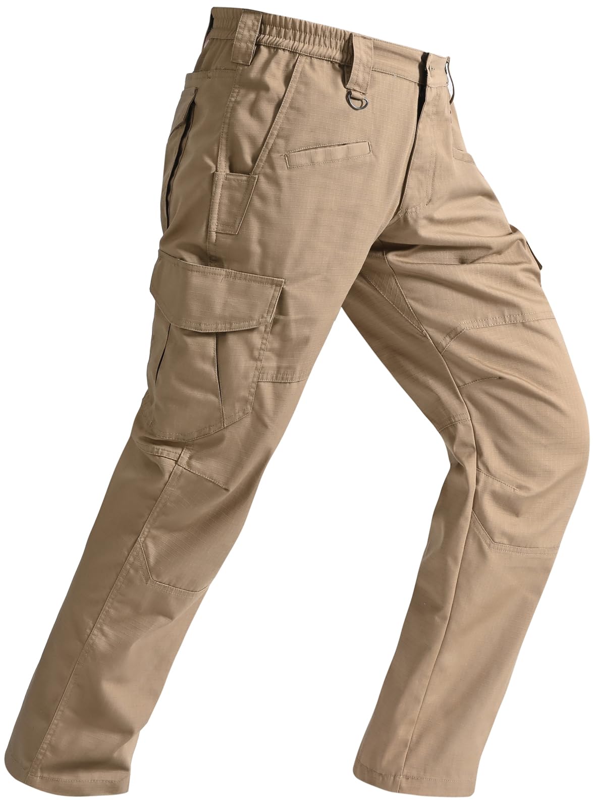 SPOSULEI Mens Tactical Pants Lightweight Ripstop Cargo Work Pants Waterproof Hiking Military Army Pants with Pockets Outdoor Apparel Dark Khaki 36Wx30L