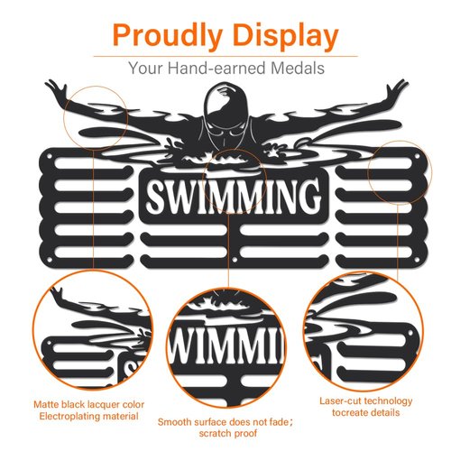 SUPERDANT Swimming Medal Hanger Swim Medal Holder Personalised Medal Rack for Swimmer Upgraded Large Capacity Medal Hangers Metal Medal Display for Boy Son Grandson Gifts