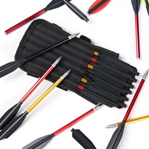Lagnlnaoy 12 Pieces Hole Black Nylon Arrow Quiver Bolts Holder for 6.5inch Bolts Portable Crossbow Bag Double Layer can Hold 12 Units (excluding Arrows)