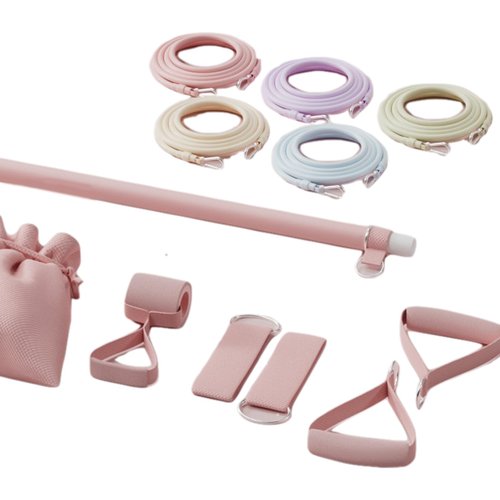 Pilates Set with 5 Adjustable Resistance Bands Elastic Pilates Essentials Kit for Home Fitness, Stretching, Strength Training