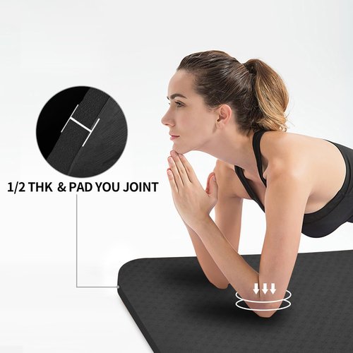 Hatha Yoga Large TPE Yoga Mat 6'x4'x1/2" Extra Thick Non-Slip Exercise Mat - for Yoga Pilates & Home Gym Workouts(Black)