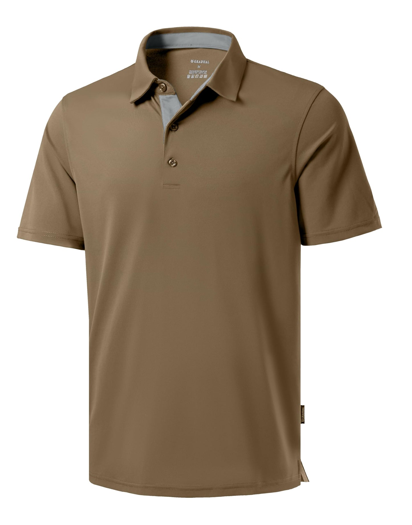 Men's Golf Shirts Dry Fit Moisture Wicking Performance Short Sleeve Collared Polo Shirts for Casual Athletic Business (Khaki, S)