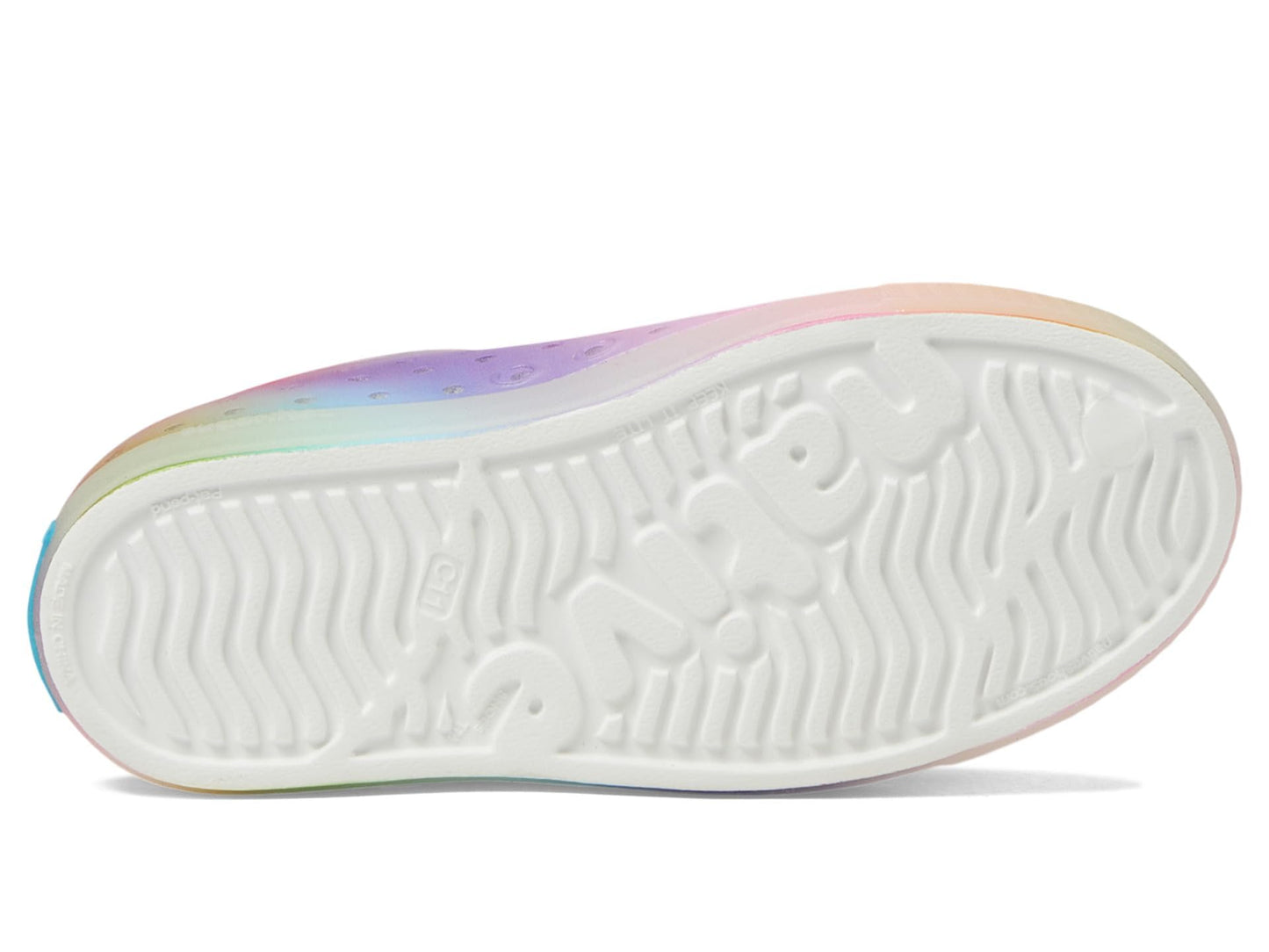 Native Shoes Unisex-Kids Jefferson Print Sneakers, Shell White/Translucent/Rainbow Blur, 2 Little Kid