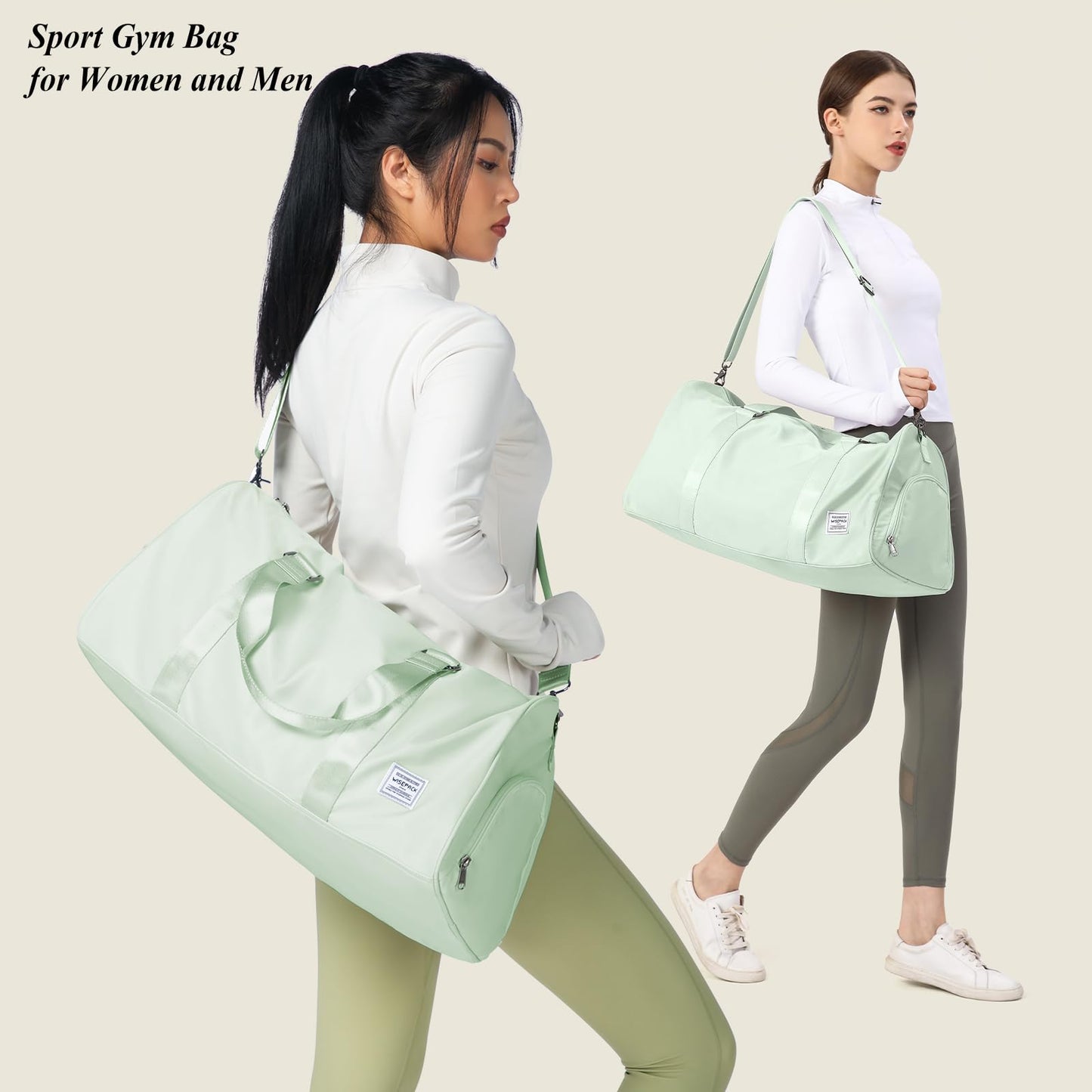 Gym Bag for Women Men with Shoe Compartment,Small Travel Duffle Bags for Traveling Overnight Weekender Bag Personal Item Travel Bag Large Sport Bag Workout Bag Light Green