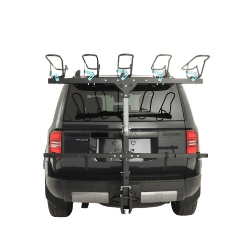 JB Racks 5-Bike Vertical Hitch Bike Rack with Free Slow Fold Strut for Vehicles with 2-Inch Class III Hitch, Easy-Load Design, Black