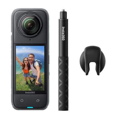 Insta360 X4 Get-Set Bundle - 8K Waterproof 360 Action Camera, 4K Wide-Angle Video, Invisible Selfie Stick Effect, Removable Lens Guards, 135 Min Battery Life, AI Editing, Stabilization