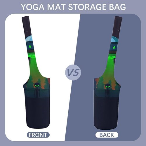 Aliens Spaceship at Night Lightweight Yoga Mat Bag with Pockets Portable Canvas Carrying Shoulder Bags for Women Men