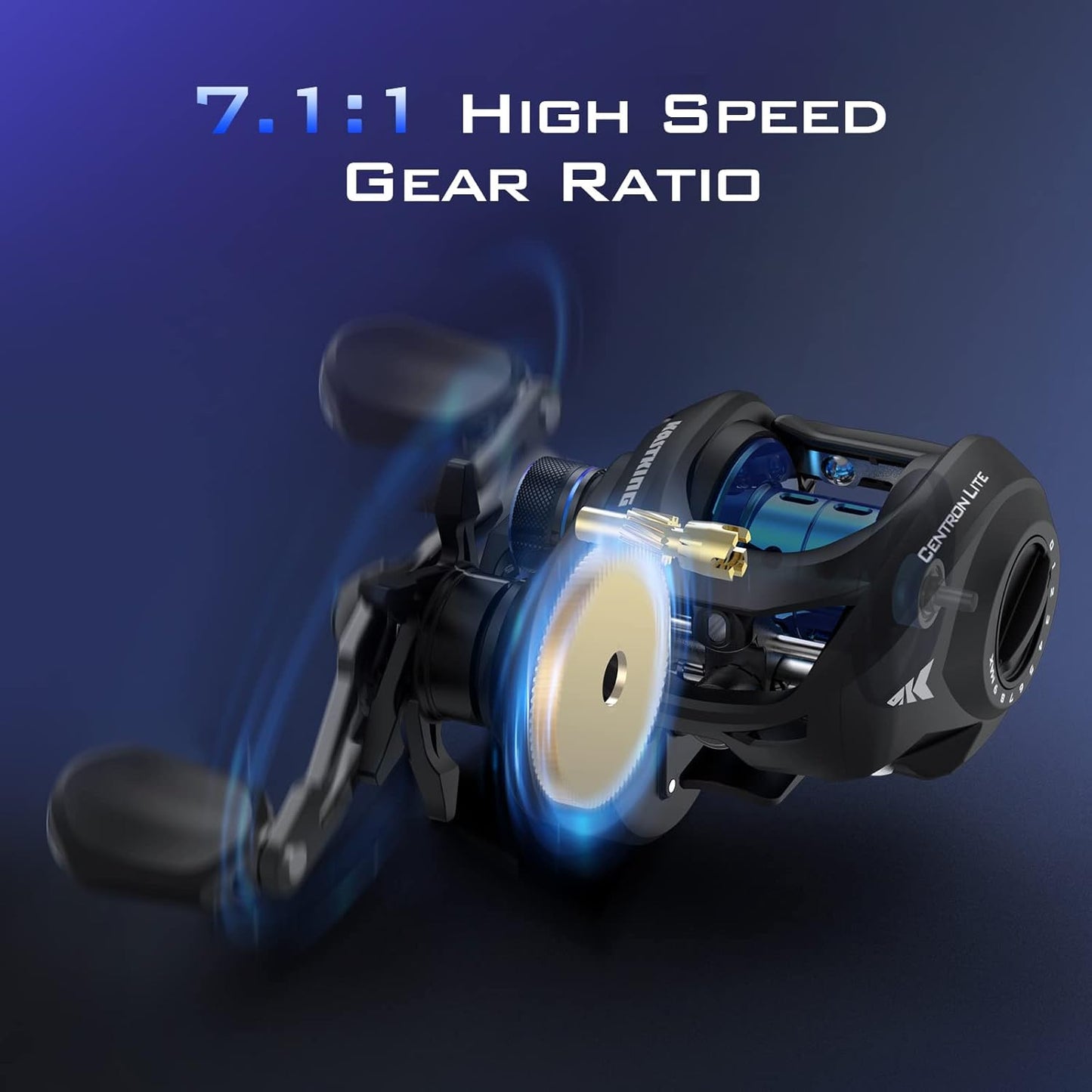 KastKing Centron Lite Baitcasting Fishing Reel – Lightweight, Glass Fiber Infused Nylon Frame – 7.6 OZ – 5 + 1 Anti-Reverse Ball Bearings, 7.1:1 High-Speed Gear Ratio Fishing Reel with Compact Design