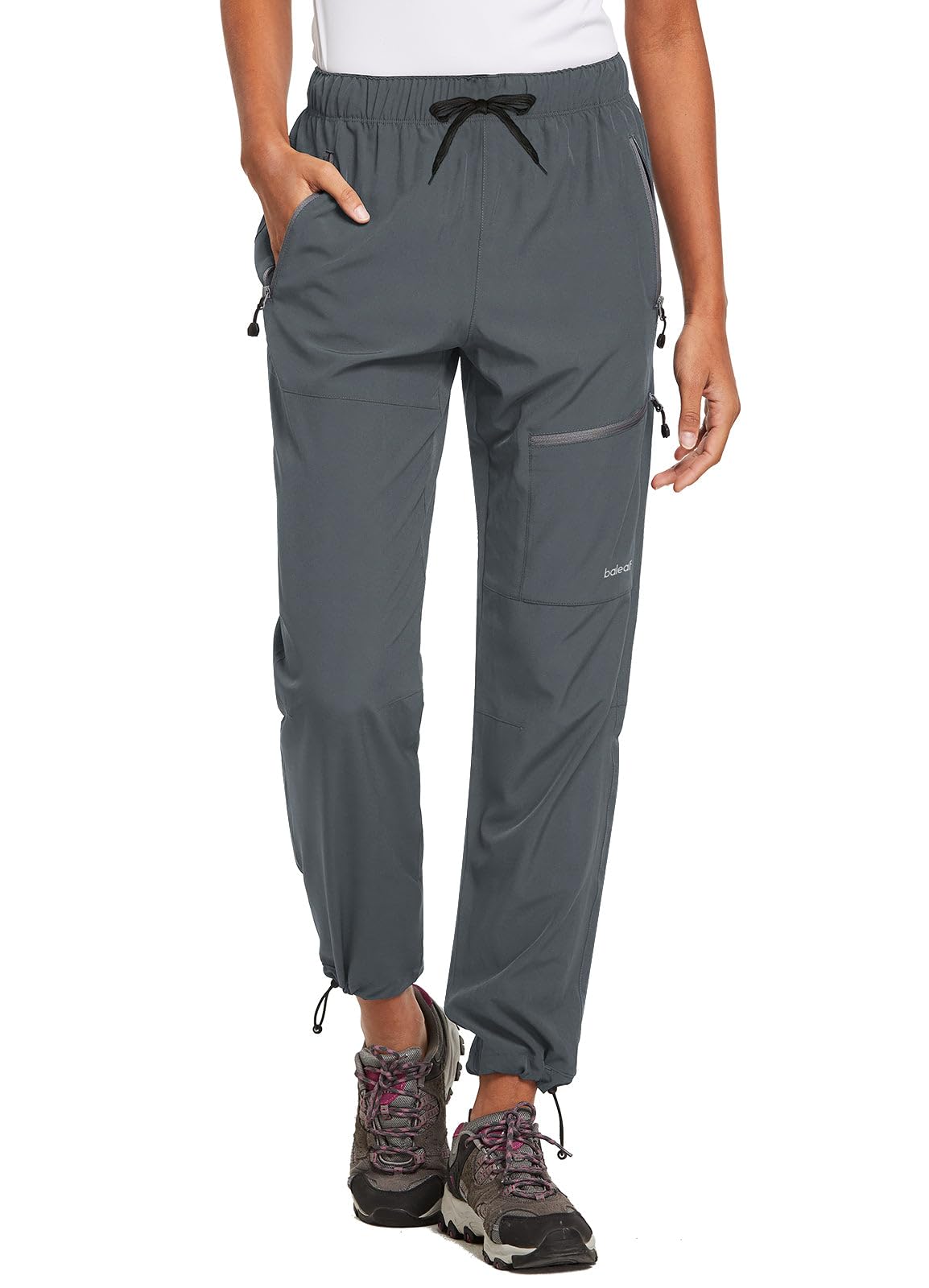 baleaf Women's Hiking Pants Quick Dry Water Resistant Lightweight Joggers Pant for All Seasons Elastic Waist Deep Gray Size M
