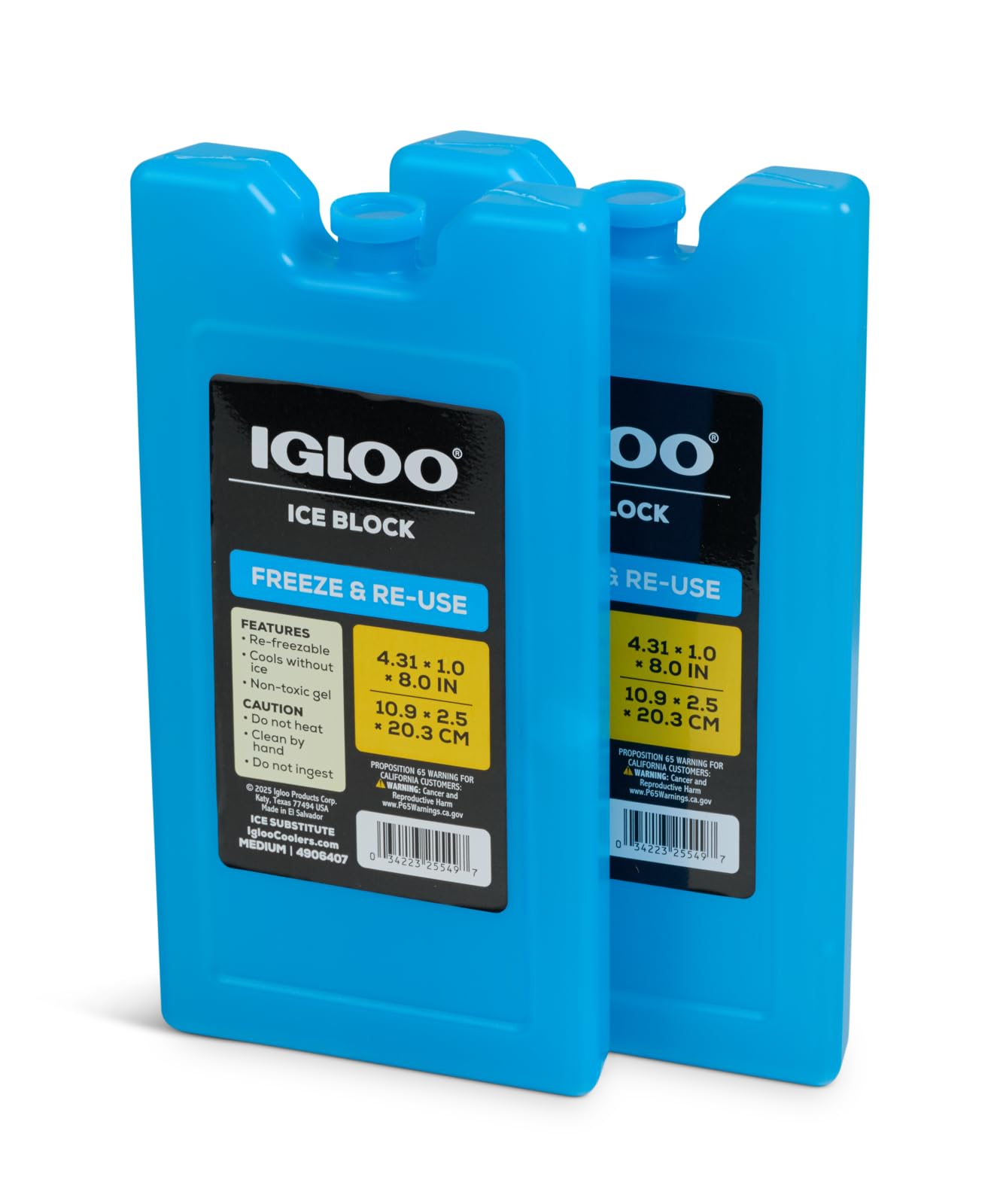 Igloo Medium Maxcold 2 Pack Ice Block, Reusable Ice Packs for Coolers, Freezer Pack, Cold Packs for Coolers, Long Lasting Ice Blocks