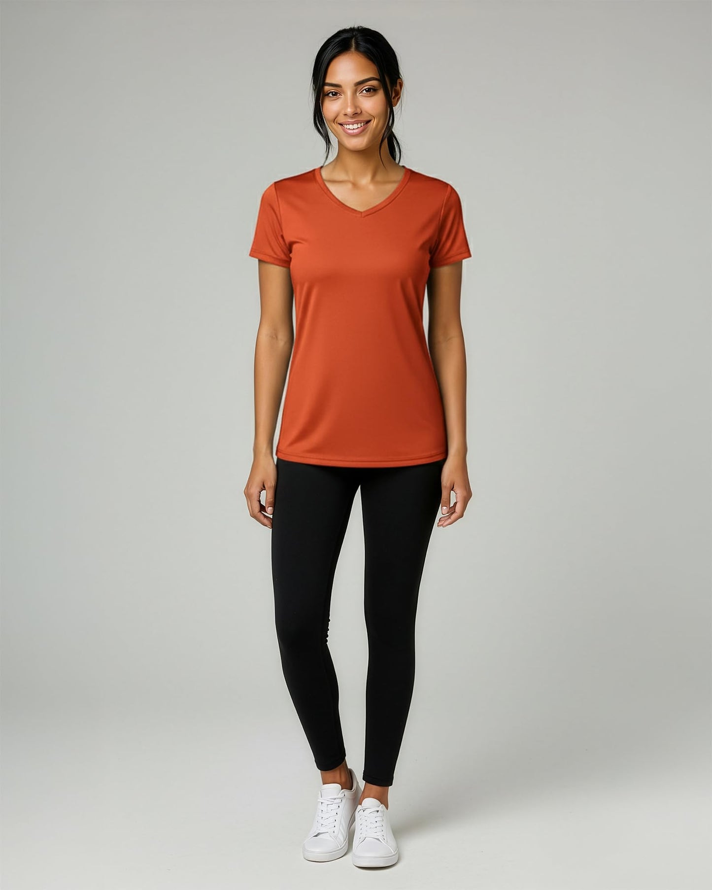 Real Essentials 5 Pack: Women's Dry-Fit Short Sleeve V Neck T Shirt Workout Fitness Yoga Top Tee (Available in Plus Size), Set 12, 3X