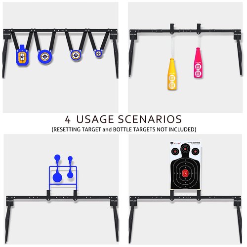ATFLBOX AR500 Steel Target for Shooting Stand System Set, 63 Inch Adjustable Height, 3/8'' Thick 7''x12'' Silhouette and 4'' 6'' 8'' Gong Targets, 10pcs Paper Targets and Target Holder Expansion Kit