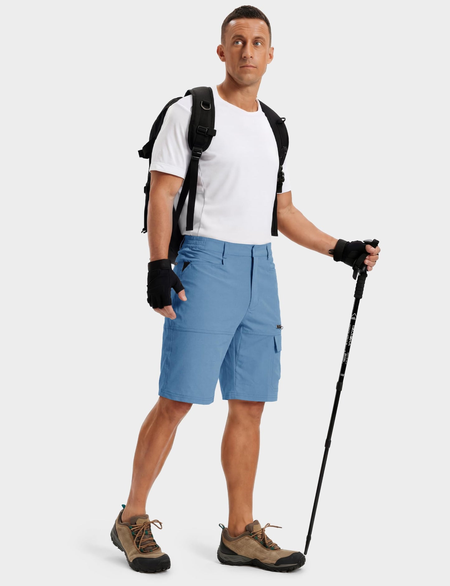 TACVASEN Men's Casual Shorts Lightweight Quick Dry Cargo Hiking Tactical Shorts Golf Dress Outdoor Summer with Pockets Light Blue 38