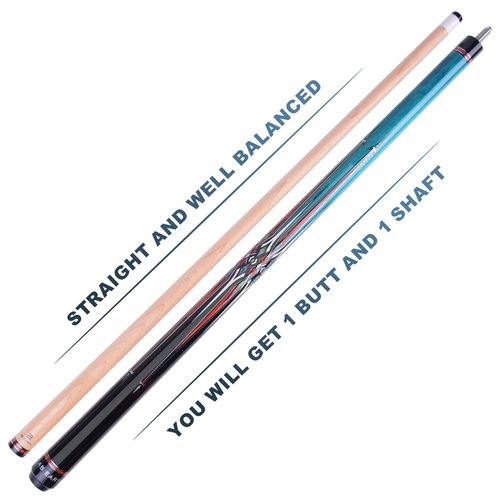 AB Earth 36 Inch/ 42 Inch/ 48 Inch Short Pool Cue Stick for Kids, Canadian Maple Billiard Cues for Tight Spaces, 2024 (Blue 48")