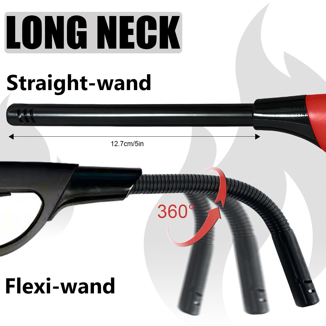 4 Pack Lighter Refillable Butane Lighters, Flexi-Wand Long Lighters for Candle Camping Fireplace Party BBQ Grill(Fuel Not Included)