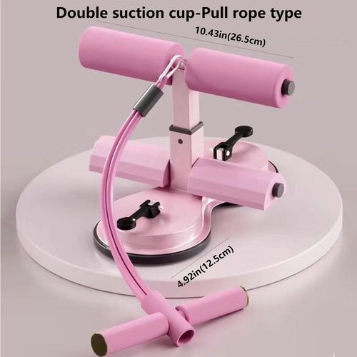 Ab Training Auxiliary Device, 2025 New Double Suction Cups Core Trainer, 3-Level Height Adjustable Sit Up Machine with Resistance Band, Full Body Workout Equipment for Home & Gym(PINK)