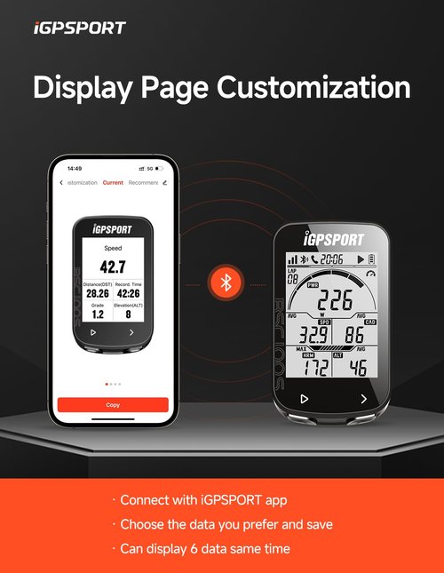 iGPSPORT BSC100S GPS Bike Computer Wireless, 2.6 inch LCD Display 40H Rechargeable Waterproof Cycling Computer (BSC100S)