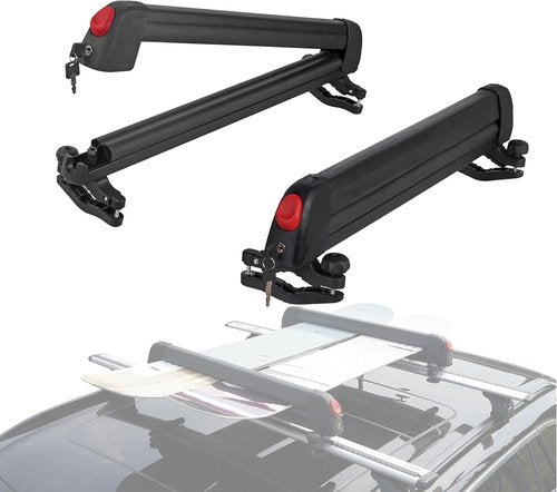 Ski & Snowboard Roof Racks with Anti-Theft Lock, 28'' Ski Carrier Rack Fits 6 Pairs Skis or 4 Snowboards