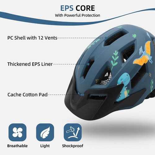 AUMENTAR Kids Bike Helmet Boys and Girls Bicycle Helmet with Cool Visor Helmet for Kids 3-14, Children Bike Helmets Youth Bike Helmet Adjustable & Lightweight 48-52cm Blue