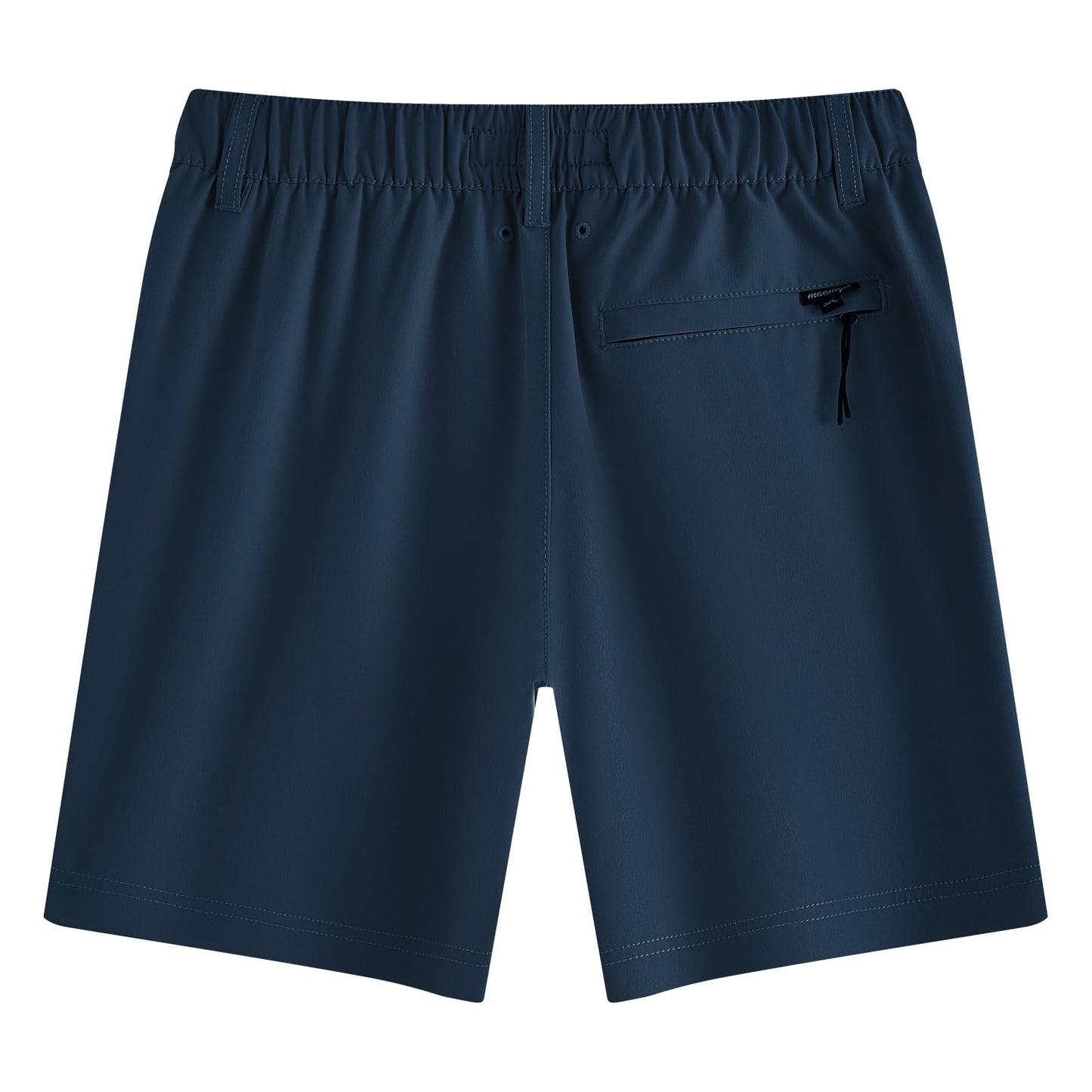 maamgic Boys Casual Shorts with Compression Liner & Zipper Pockets Stretch Fit School Uniform Shorts for Golf，Running Navy-Light Blue