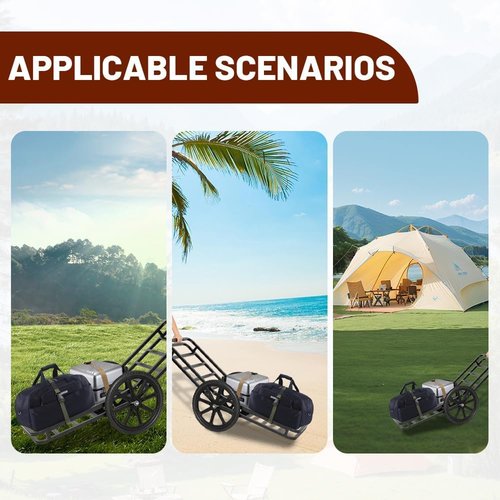 Yeeoy Deer Cart, 500 LBS Capacity Folding Game Cart with Big Wheels, Heavy Duty Steel Game Hauler Hunting Gear Accessories, Luggage Trailer for Outdoor Adventure Hunting, Camping, Fishing