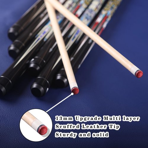 Canadian Maple Pool Cue Stick, Stainless Steel 5/16" X 18 Joint, 58 Inch 13mm Tip Billiard Pool Cue Stick, 19 20 oz, 2-Piece Pool Cue Stick for Beginner, Commercial Home Entertainment (Model D (20oz))
