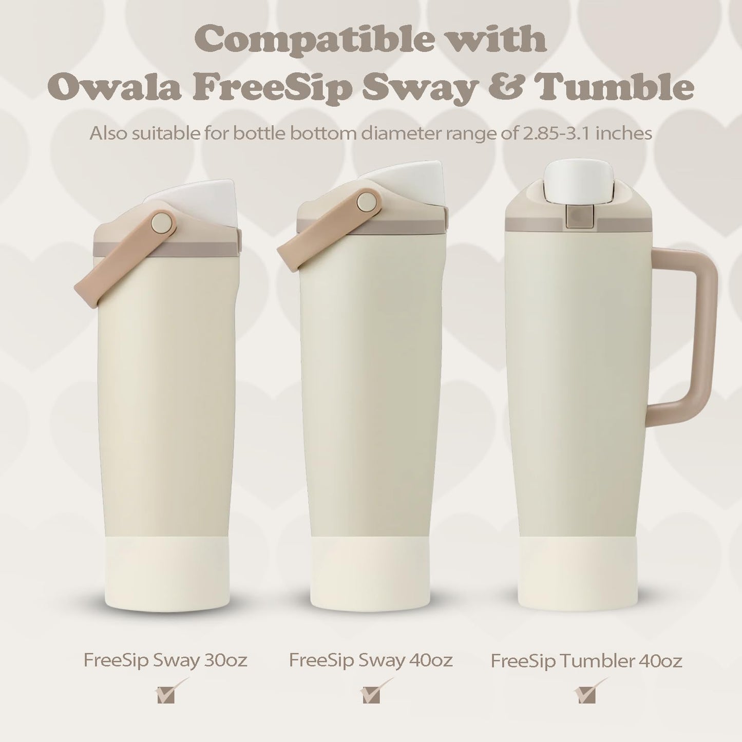 Kaitiaki 2PCS Silicone Boots for Owala 30oz & 40oz FreeSip Sway Bottles & Tumblers – Non-Slip, Scratch-Resistant, Stability Enhancer for Owala Accessories (Ivory White)