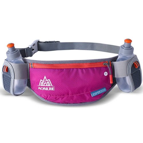 AONIJIE Running Hydration Belt with 2 Water Bottles, Waterproof & Bounce-Free Waist Pouch for Runners, Fanny Pack Fit 6.8 Inches Phones for Jogging, Cycling, Climbing and Hiking (Rose)