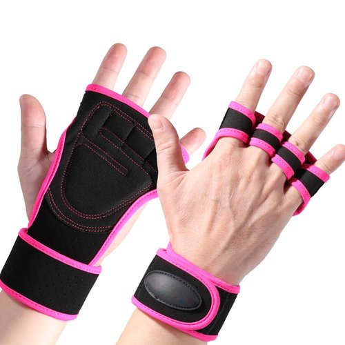 Ventilated Weight Lifting Workout Gloves with Built-in Wrist Wraps for Men and Women - Great for Gym Fitness, Cross Training, Hand Support & Weightlifting Pink M