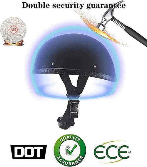 Motorcycle Half Helmet, DOT Approved Adult Men Women Retro Open Face Bike-Helmets, Bicycle/Skateboard Helmet for Adults, Bike, Skate, Scooter, Longboard Half Shell Helmet (Matte Black, Large)