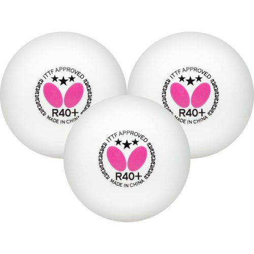 Butterfly R40+ Table Tennis Balls - 40mm White Ping Pong Ball - 3 Pack