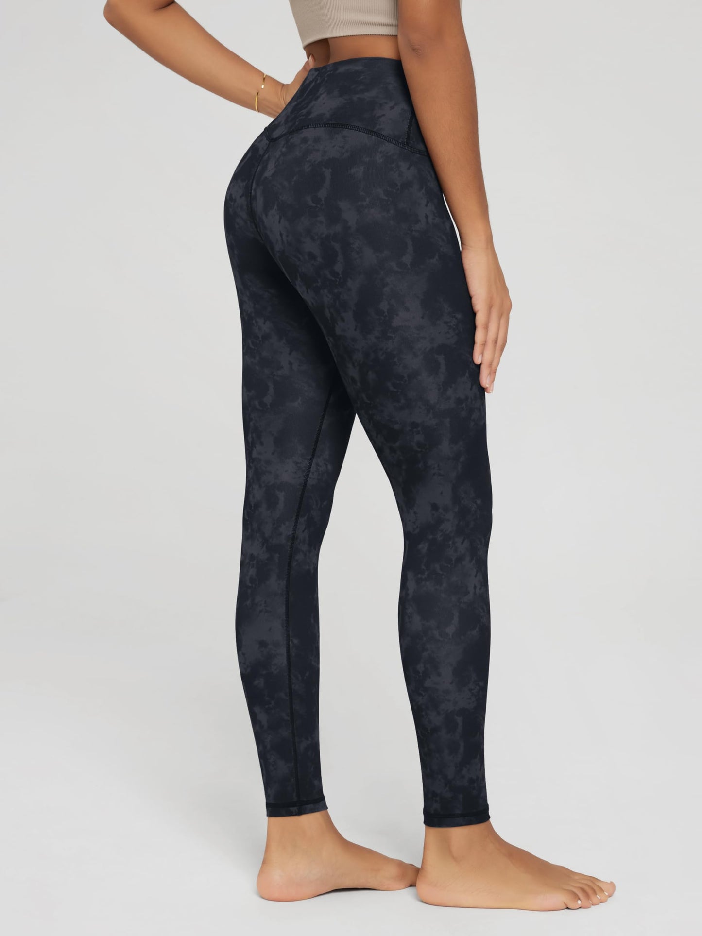 ODODOS Buttery Soft Lounge Yoga Leggings for Women Full Length 28" High Waist Yoga Pants, Tie Dye Smoke Ink, X-Large