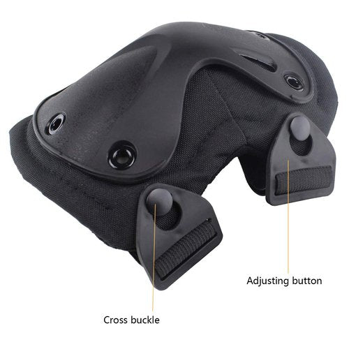 AOUTACC Tactical Combat Knee & Elbow Protective Pads Set for Outdoor CS Paintball Game Cycling Safety Skateboarding Gear Skates Knee Protection Guard Pads (Black)