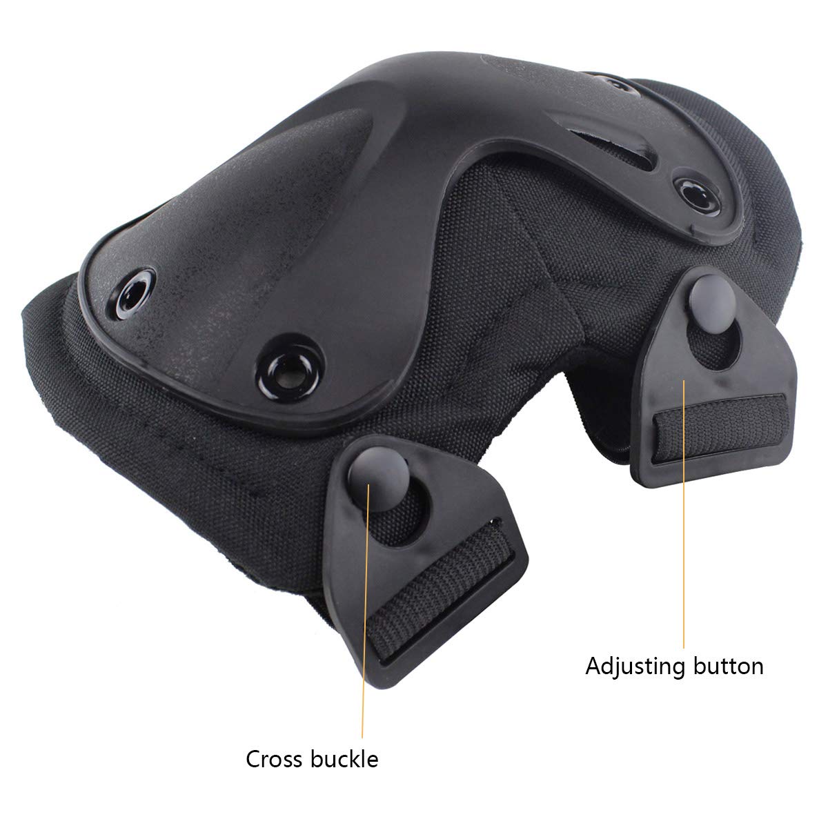 AOUTACC Combat Knee & Elbow Protective Pads Set for Outdoor CS Paintball Game Cycling Safety Skateboarding Gear Skates Knee Protection Guard Pads (Black)