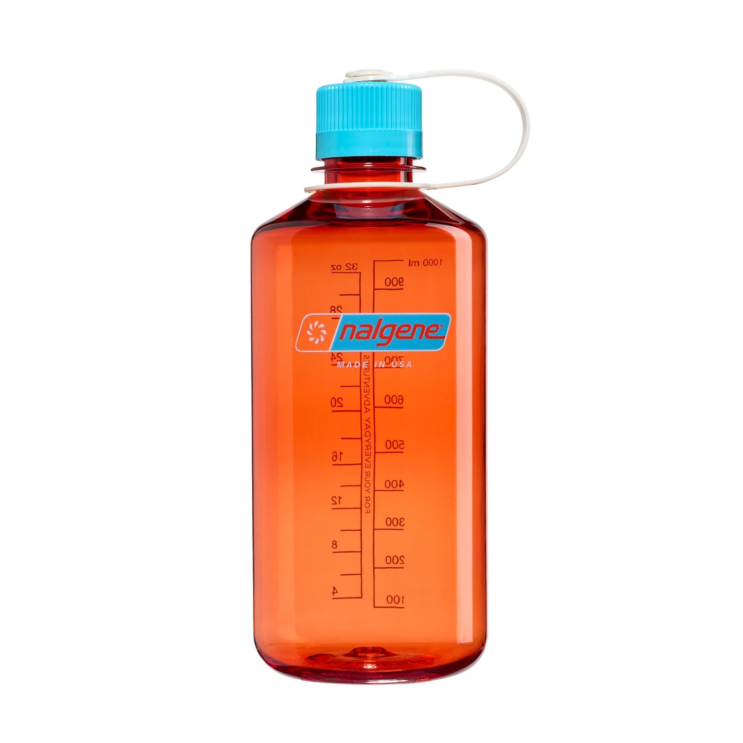 Nalgene 32 oz Narrow Mouth Water Bottle | BPA-Free, Durable & Leak Proof, Lghtweght for Hkng & Gym – Thrll & Moton, Flame w/Blue Atoll