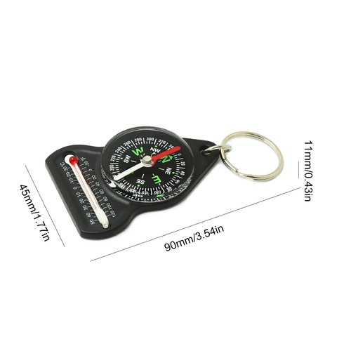 Compass Hiking Keychain - 15.5g All Compass and Thermometer Carabiner | Useful Outdoor Tool for Hiking Keyring, Camping, Backpacking, Portable Survival Gadget, Explore, Navigation Equipment
