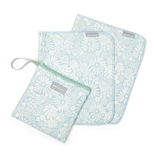 MISSION Cool Anywhere Towel 2-Pack- Soft, Lightweight Fabric - Cools Up to 2 Hours - UPF 50 Sun Protection - Machine Washable (Tonal Blue Fog)