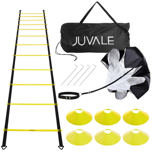 Juvale Agility Ladder Speed Training Equipment – Resistance Parachute and Workout Cones for Football and Soccer, Sports Footwork Gear - Football Accessories