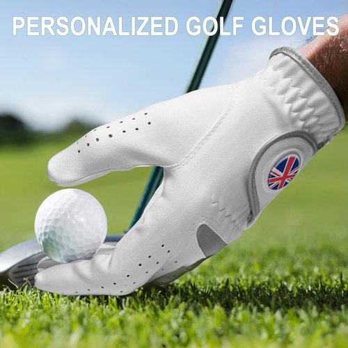 Custom Golf Gloves with Magnetic Ball Marker, Personalised Golf Gloves Men, Left Right Handed Golfers, Best Gifts for Golfers