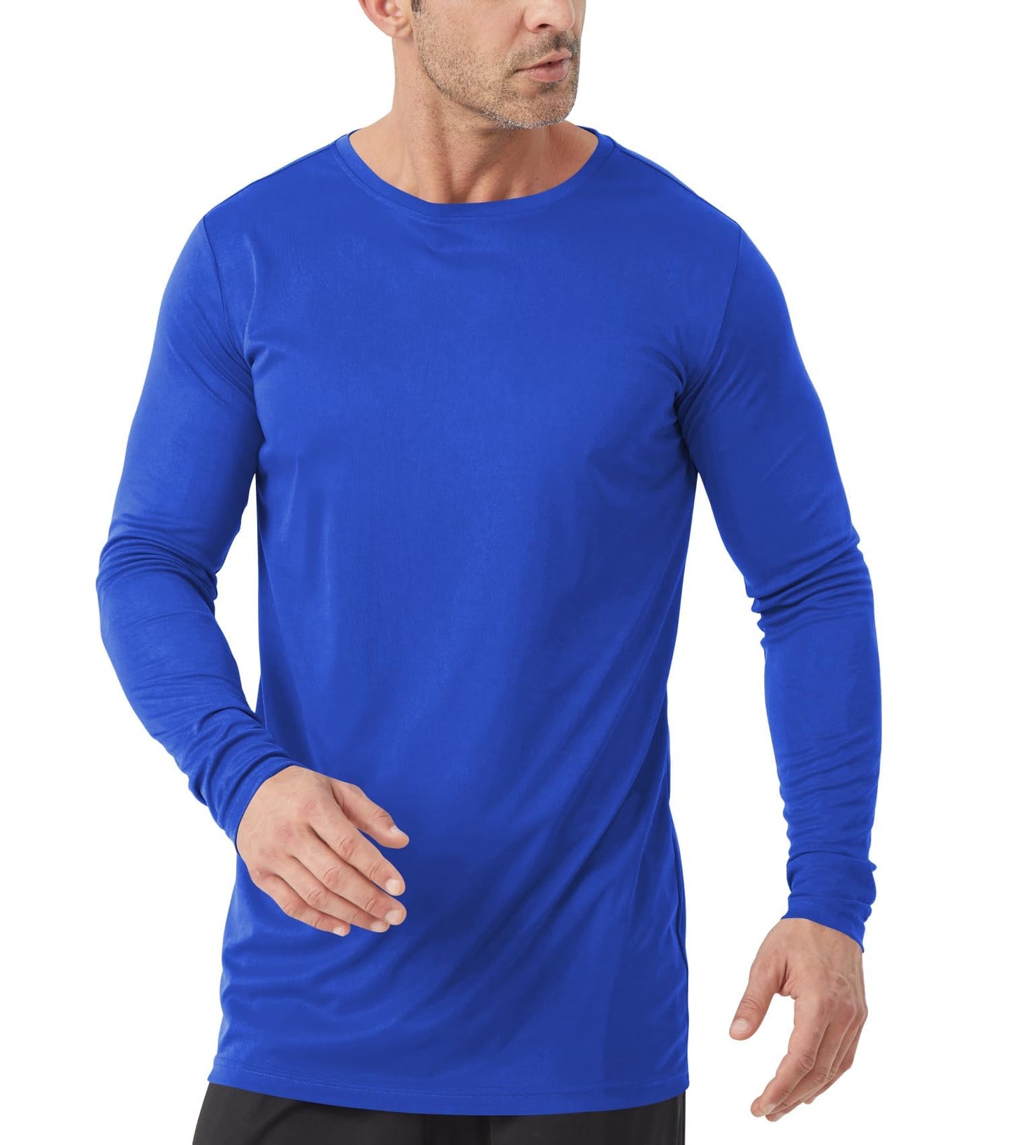 Idtswch Mens Tall Rash Guard UPF 50+ Long Sleeve Sun Shirts Quick Dry UV Protection Tee for Fishing Swimming Hiking Blue