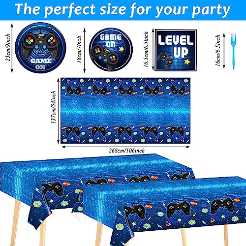 Video Game Party Supplies Tableware Set for 24 Guests - Plates, Napkins, Tablecloths