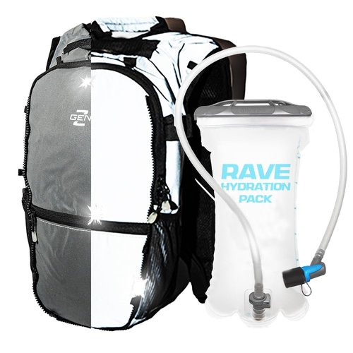 RAVERUNNER® Anti Theft Rave Hydration Backpack - 2L Insulated Water Backpack for Raves, Festivals, Hiking, Running - Festival Hydration Pack for Hydration Backpack Rave